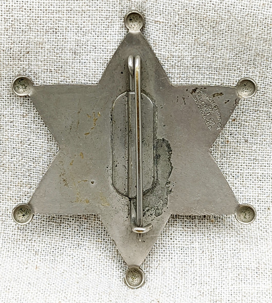 Great 1910s-Early 1920s Contra Costa Co CA Deputy Sheriff 6 pt Star "Baseball" Badge by Chipron