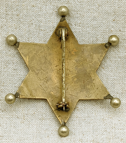 Great Old 1940s-50s Humboldt Co CA Deputy Sheriff Badge 6 pt Star with Huge Ball Tips by LAS&S