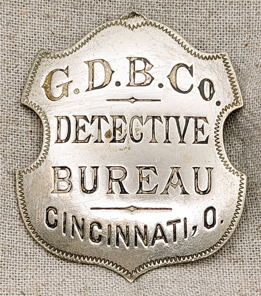 Great Old 1880s Private Detective Badge from the Grannan Detective Bureau Company of Cincinnati Ohio