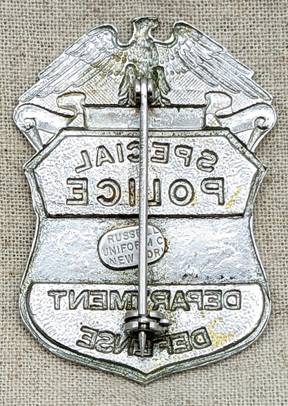 Ca Late 1950s US Navy Mine Defense Laboratory Dept of Defense Special Police Badge #2 by Russell