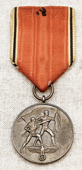 Beautiful Example of the Nazi Army Heer Austrian Anschluss Medal on a Salty Ribbon
