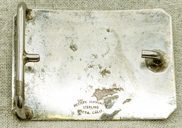 Cool Vintage 1950s-60s Western Silversmiths Sterling Bucking Bronco Cowboy Buckle