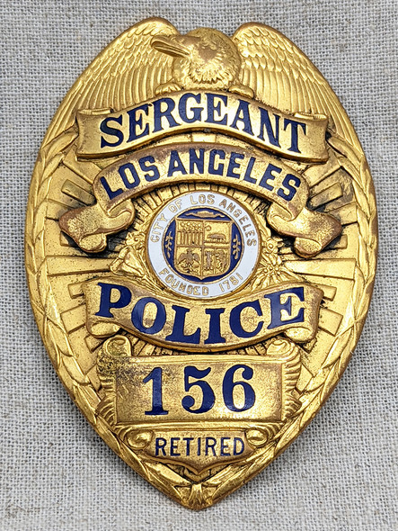Beautiful Ca 1927 Los Angeles CA Police Sergeant Retired Badge #156 by Carl Entenmann