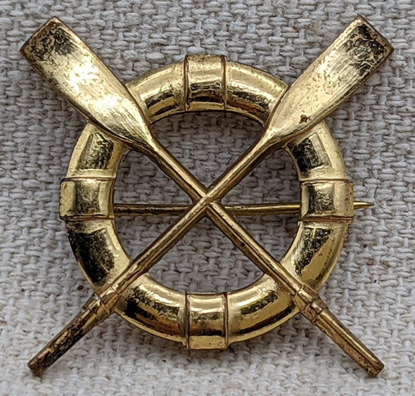 Rare Ca 1920s - 30s USCG US Coast Guard Surfman Collar Badge in Gilt Brass