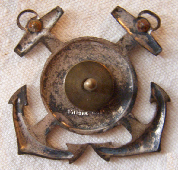 Rare Sterling WWII US Maritime Service Chief Petty Officer Cap Badge by Coro