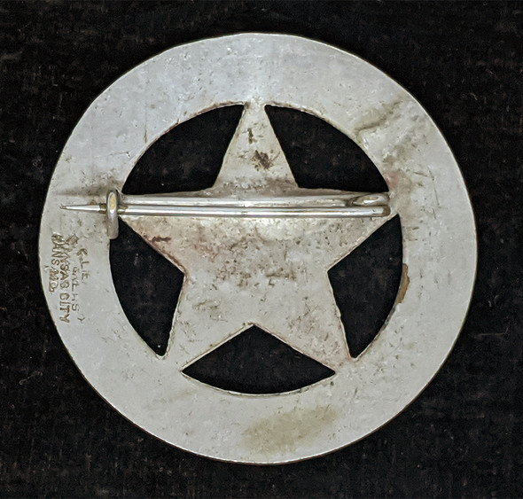 Circa 1880s-1890s GHOST TOWN Fairfield Kansas Police Badge by H. C. Liepsner