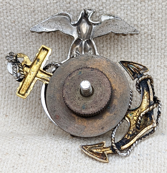 Stunning WWII Model 1944 Officer Dress Hat Badge in Sterling & Solid 10K Gold