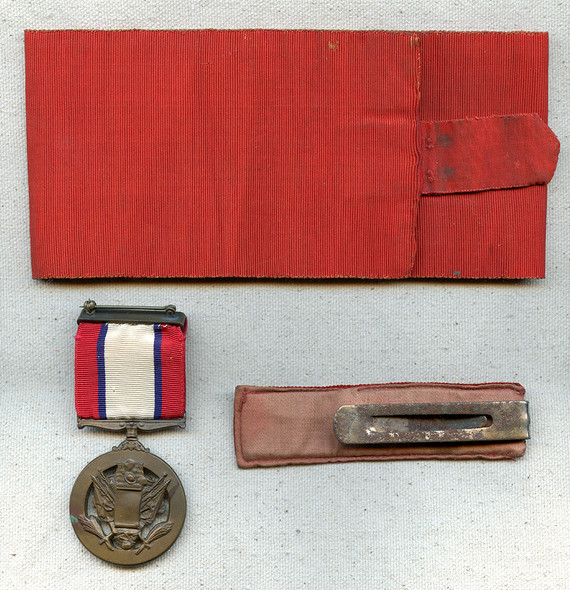 RARE WWI US Army DSM #1932, General Staff Corps Armband, & GSM Trench Clip, of 26th Div. G-2 Lt. Col