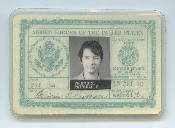 Vietnam War 1967 Armed Forces ID Card of WAC Private Patricia S. Pridmore