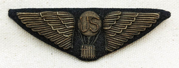 Exquisite WWI US Air Service Aeronaut / Balloon Pilot Wing Pin Back in Bullion
