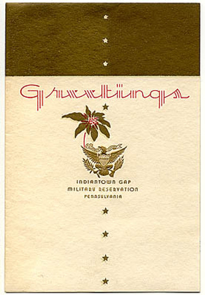Nice WWII Indiantown Gap Military Reservation Christmas Card