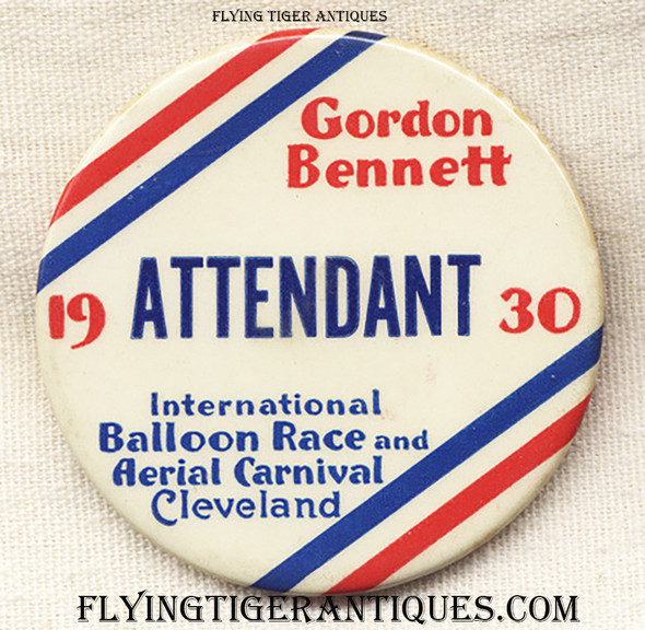 Rare 1930 Gordon Bennett International Balloon Race and Aerial Carnival Attendant Badge