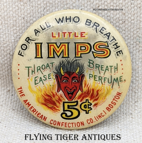 Beautiful Graphics ca 1900 Little Imps Breath Mints Advertising Celluloid Tin