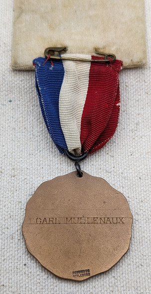 1920s Cycle Trades of America Bronze 3rd Place Racing Medal Engraved to Carl Mullenaux
