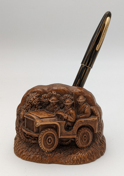 Great WWII Jeep Fountain Pen Holder by Syroco Wood