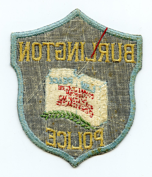Ext Rare 1950s-60s Burlington MA Police Patch Embroidery on Felt