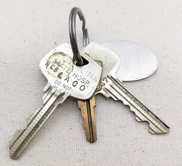 Great 1960s-70s Keys & Fob from Metropolitan State Hospital Norwalk CA Los Angeles County