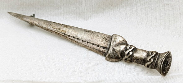 Beautiful Large Scottish Silver Dirk Kilt Pin with 1938 Edinburgh Date Marks