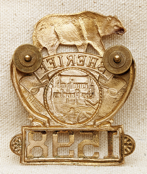 Beautiful Example of the M 1948 Los Angeles Co CA Deputy Sheriff Hat Badge #1598 by Entenmann