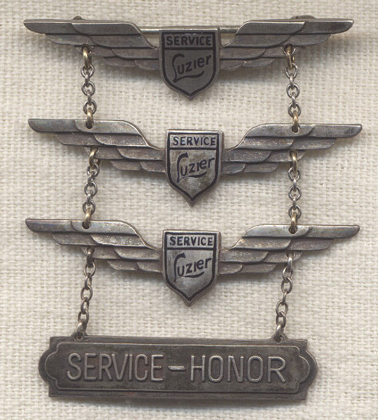 Rare 1930s Luzier Cosmetic Company Aviation Themed 15 Year Service Badge in Sterling