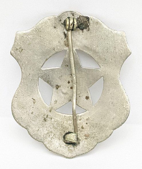Ext Rare & Possibly Unique ca 1918 Gearhart OR LARGE Circle Cut Out Star Shield Marshal Badge