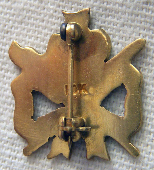 Lovely ca 1910s-1920s New York Turn Verein Member Lapel pin in 10K Gold