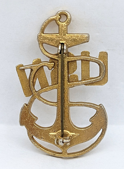 Near Mint ca 1943 USN CPO Chief Petty Officer Hat Badge by H & H in Wartime Shortages Plated White M