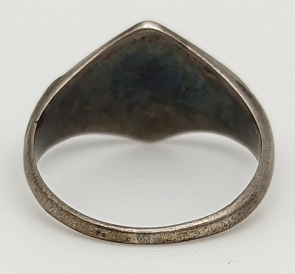 Nice Diamond Shape Design WWI Two Sons In Service Enameled Sterling Ring Small size for Child sz 4