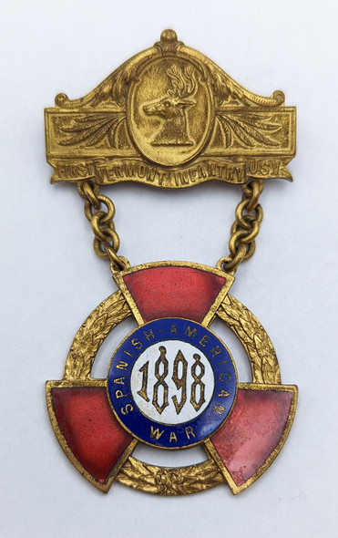Scarce Spanish American War 1st Vermont Inf. Volunteers Co. A Service Medal