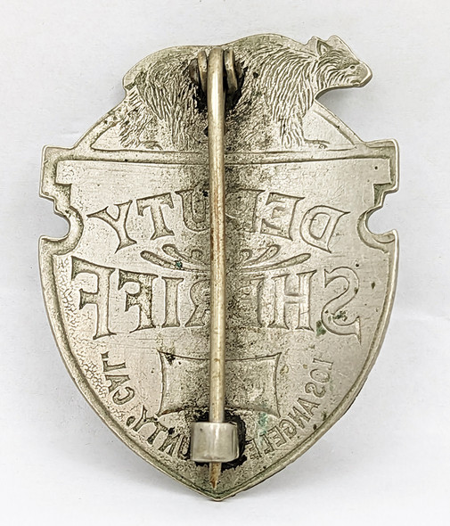 1910s-20s Los Angeles Co CA Bear Top Deputy Sheriff Badge County & # Ground off for Use Elsewhere