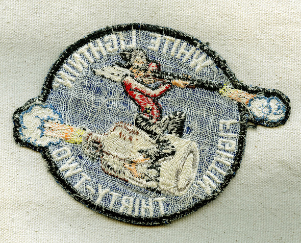 Rare ca 1948 - 1950 USN VF-32 White Lightnin' Flight Jacket Patch Embroidered on Twill