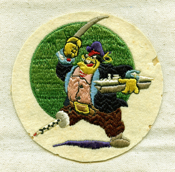 Ext Rare WWII USN VBF-81 Disney Designed Peg Leg Pete Jacket Patch ca 1945