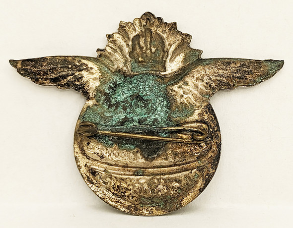 Rare 1916 WWI Austrian Aviation Donation Badge in Silvered Tombak with Brass Pin