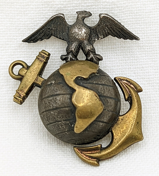 Rare Early 1920s USMC Officer Right Collar EGA in Sterling & Brass by H&H