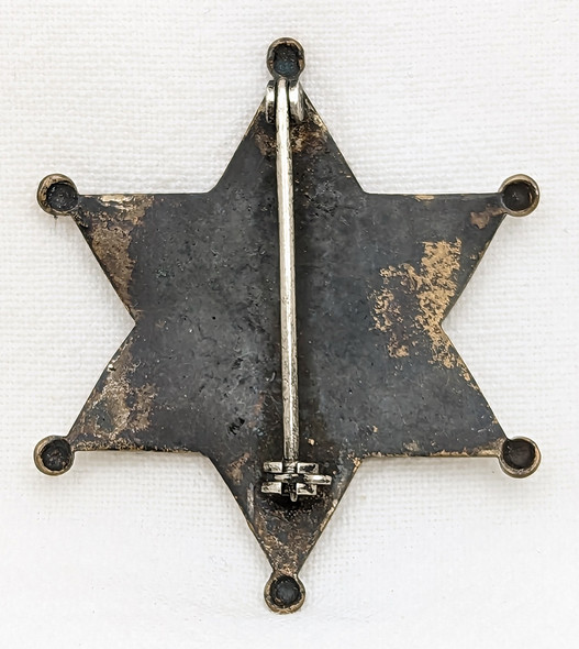 Nice Old Mid Size 1920s "Stock" Deputy Constable 6pt star Badge with Great Embellishments