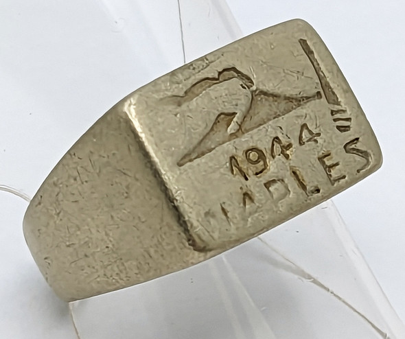 Iconic WWII Italian Made US GI Souvenir Ring 1944 NAPLES sz 7-3/4