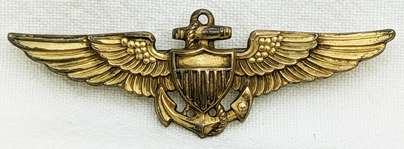 Nice Ca 1943 USN Pilot Wing 10K GF on Sterling by AMICO