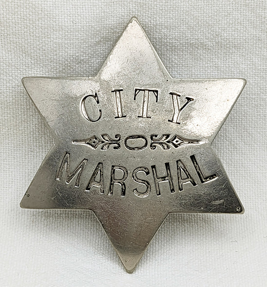 Great 1890s Old West "Stock" City Marshal 6pt Star Badge by Northwestern Stamp Works