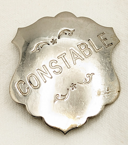 Great Old West 1880s - 1890s "Stock" Constable Shield Badge with Diagonal Title