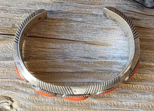 Vintage Beautiful 1960s-70s Navajo Silver & Coral Bracelet