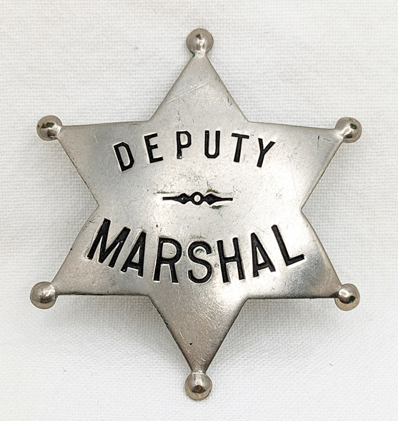 Nice Larger Old West ca 1890s Deputy Marshal 6pt Ball Tip Star Badge