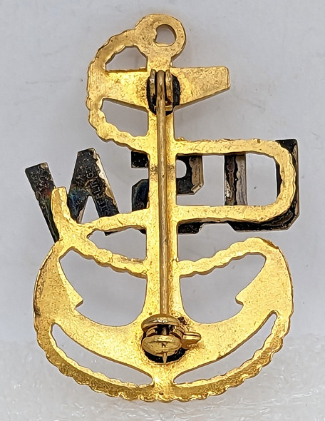 Early WWII ca 1941-42 USN CPO Hat Badge in Gilt Brass with STERLING USN