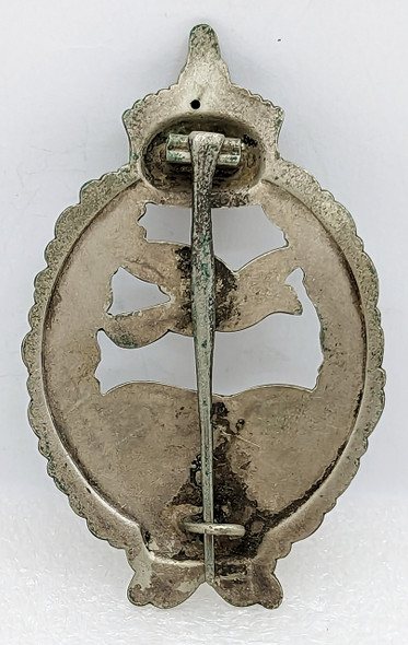 Beautiful Late WWI Prussian Retired Pilot Badge in Silver Plated Tombak by Meybauer