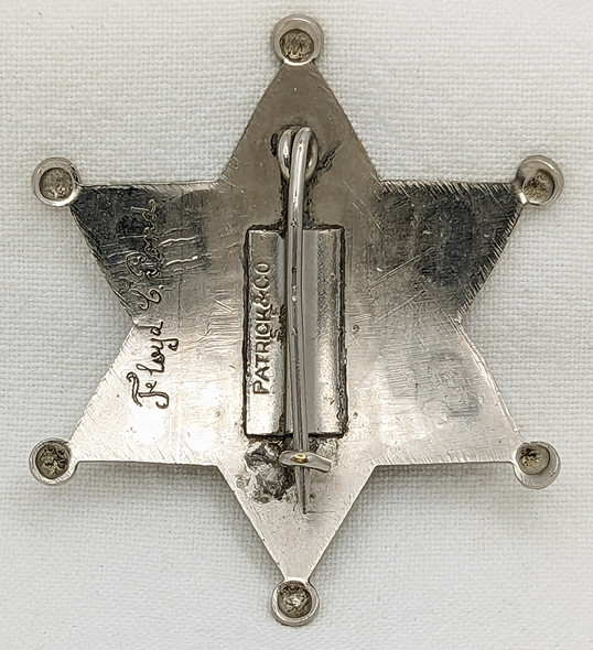 Beautiful 1930s-40s Nevada Co CA Deputy Sheriff 6pt Star by Patrick & Co Named on Back