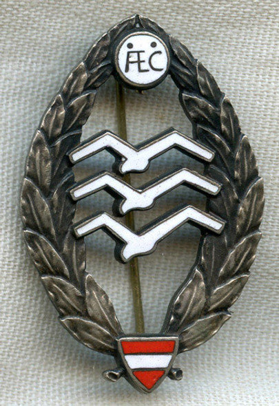 Rare #'ed Early-Mid 1930s Austrian (Osterreichische) Aero-Club or OAeC Silver Grade Glider Badge