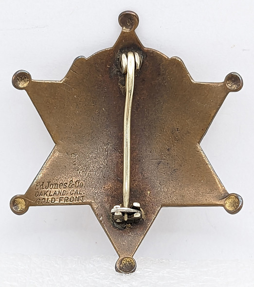 Grateful Late 1940s Nevada State Rangers Gold Front 6-pt Star Badge of Earl Lloyd by Ed Jones