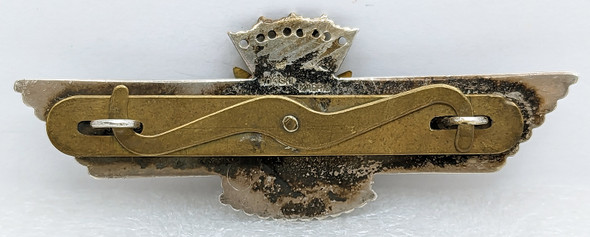 Great Early WWII Nationalist Spanish Pilot Observer Wing Badge in Silvered Tombak by Rokiski Marked