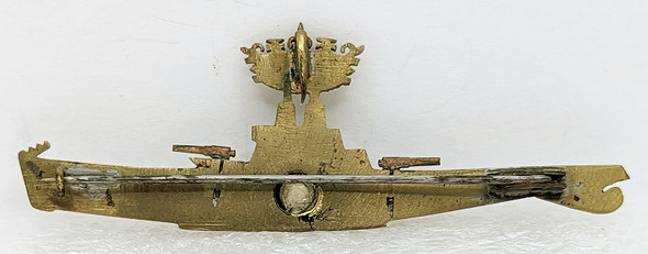 Gorgeous ca 1940 Spanish Navy Submarine Officer Badge Exquisitely Jeweler Made in Gilt Brass