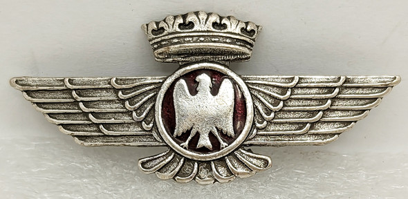 Early Spanish Civil War ca 1936 Nationalist Spain Miniature Pilot Wing Badge in Enameled Silvered To