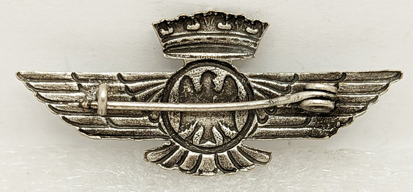 Early Spanish Civil War ca 1936 Nationalist Spain Miniature Pilot Wing Badge in Enameled Silvered To
